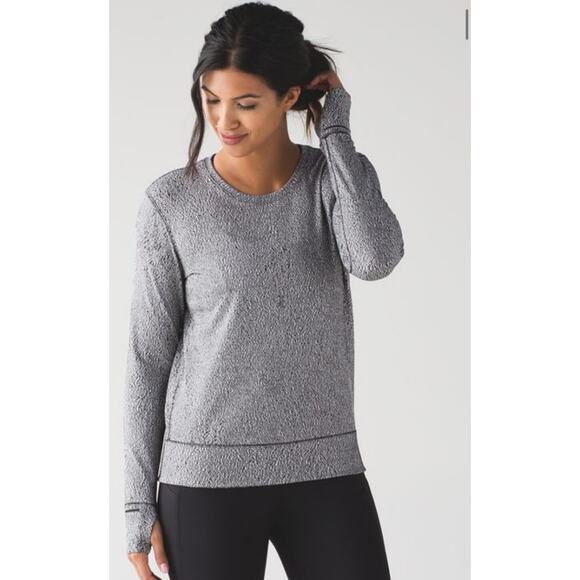 Lululemon Tops - Lululemon Rush Hour Long Sleeve shirt 12 Running Luon Spray Jacquard White Black